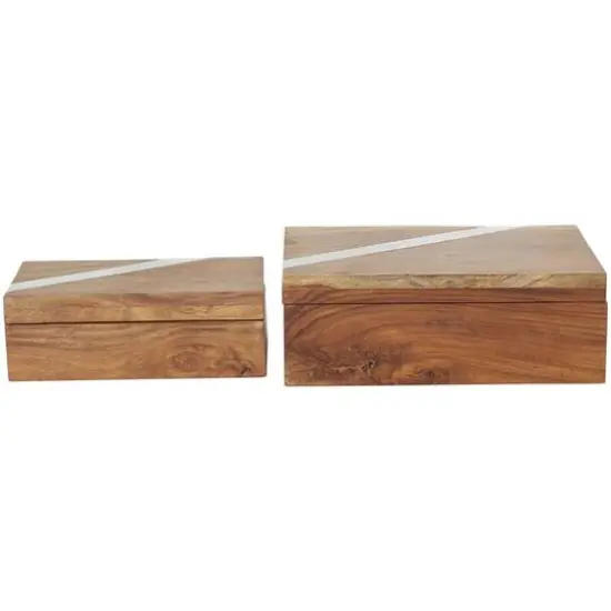 Brown Box Set with Silver Diagonal Stripes {7}