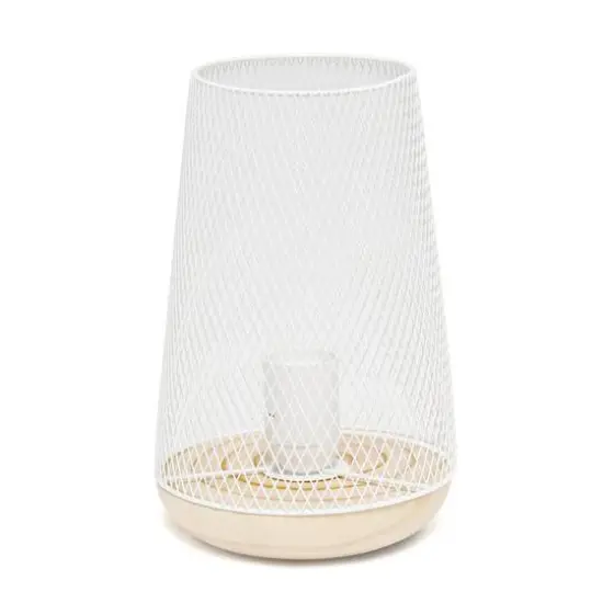 Simple Designs 9" Wired Mesh Uplight Table Lamp White/Natural {10}