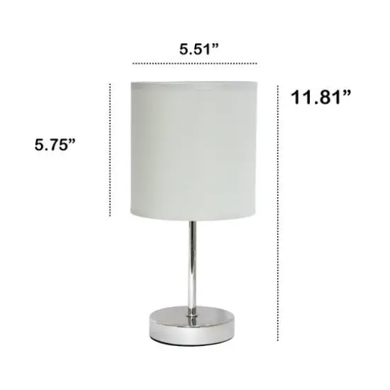 Creekwood Home Nauru 12" Brushed Nickel Petite Metal Stick Table Lamp Slate Gray {4}