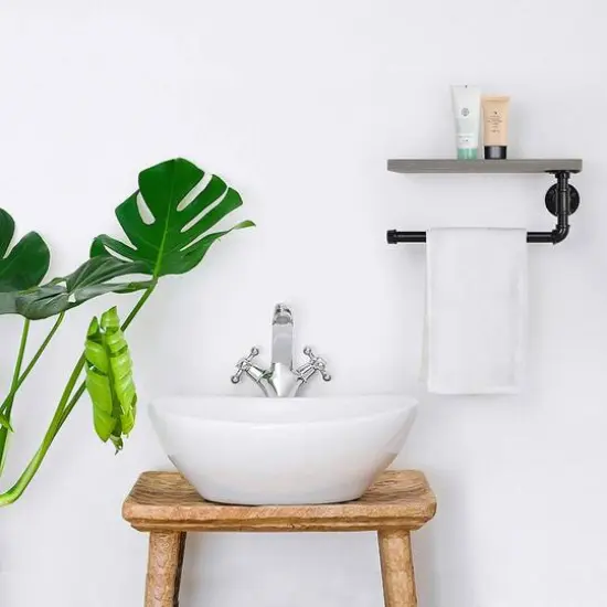 Paper Towel Holder with Shelf Industrial Pipe Gray Green {8}