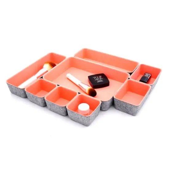 Welaxy Felt 8 Piece Drawer Organizer Tray Set Coral {6}
