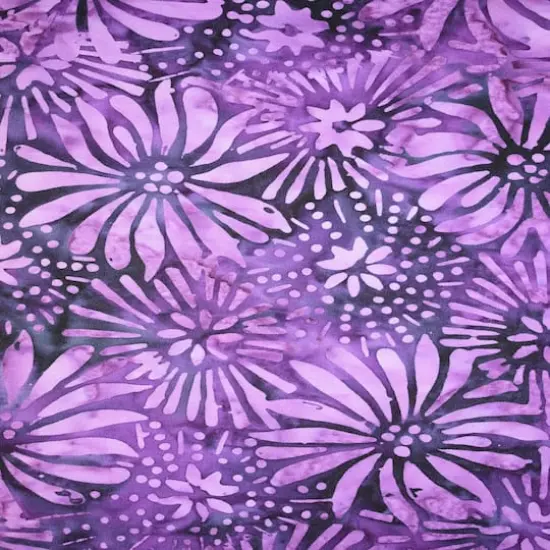 Feldman Batik Plum Tonal Stamp Daisy Cotton Fabric {1}