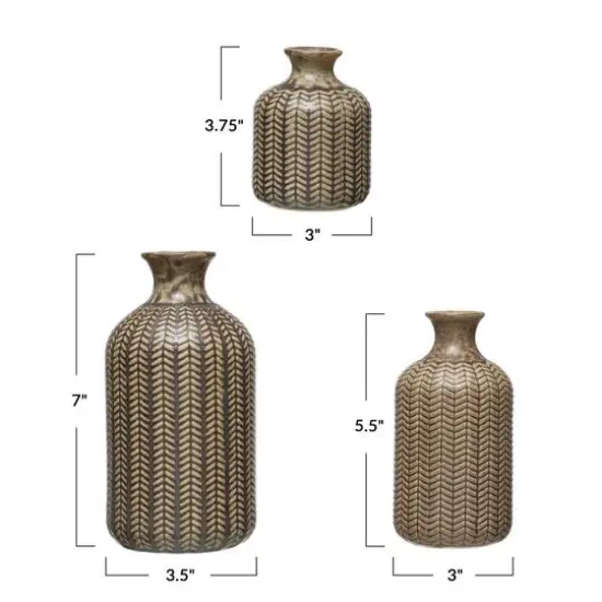 Hello Honey&reg; Matte Olive Green Stoneware Vase Set {4}