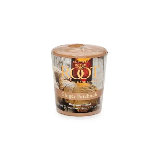 Root Candles Scented 20 Hour Beeswax Blend Votive Candles Gift Box Ginger Patchouli {4}