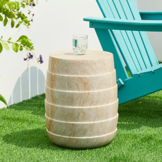 Glitzhome&reg; 18.5" Multi-Functional Faux Travertine Garden Stool {3}