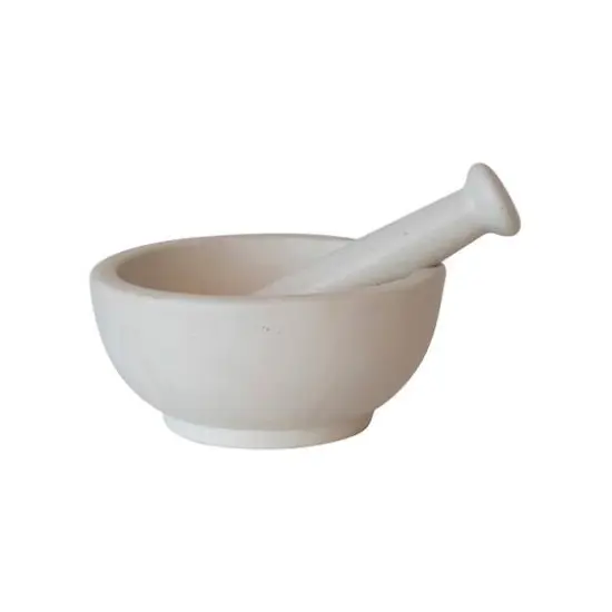 Hello Honey&reg; White Round Stoneware Mortar & Pestle Set {3}