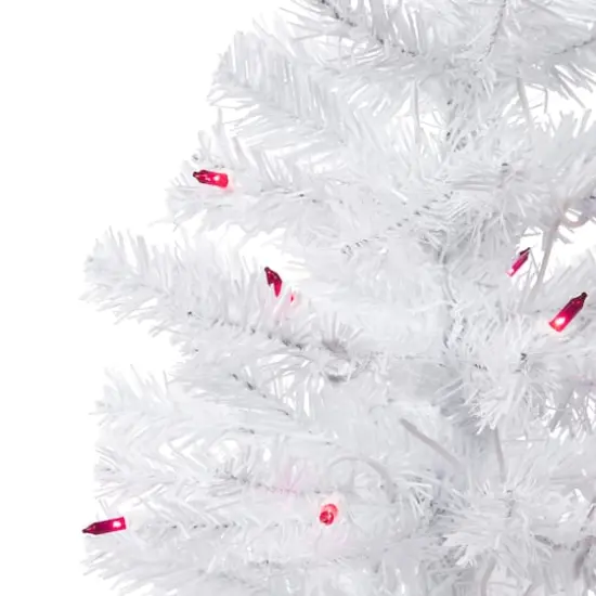 2ft. Pre-Lit White Woodbury Pine Artificial Christmas Tree, Pink Lights {4}