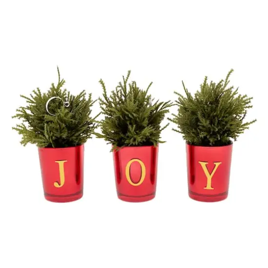 8" Christmas Joy Tabletop Votive Card Holder Set {1}