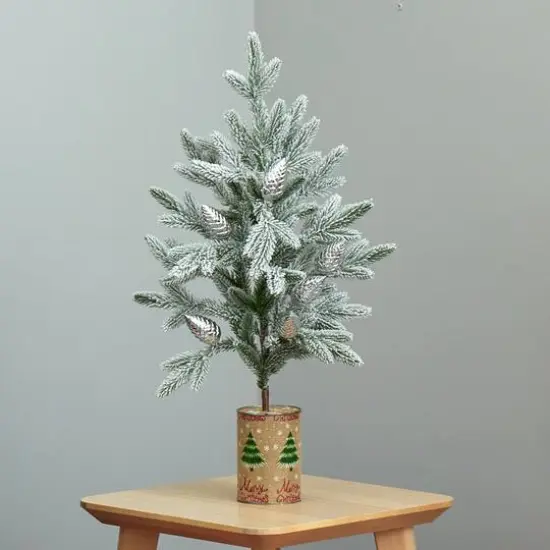 2.5ft. Unlit Flocked Christmas Artificial Christmas Tree {8}