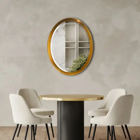Head West Oval Brushed Gold Metal Framed Bathroom Mirror - 29" x 23" {1}