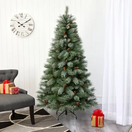 6ft. Unlit Snowed French Alps Mountain Pine Artificial Christmas Tree {3}