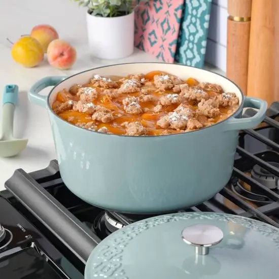 Spice By Tia Mowry Savory Saffron 6qt. Enameled Cast Iron Dutch Oven with Lid Mint {9}