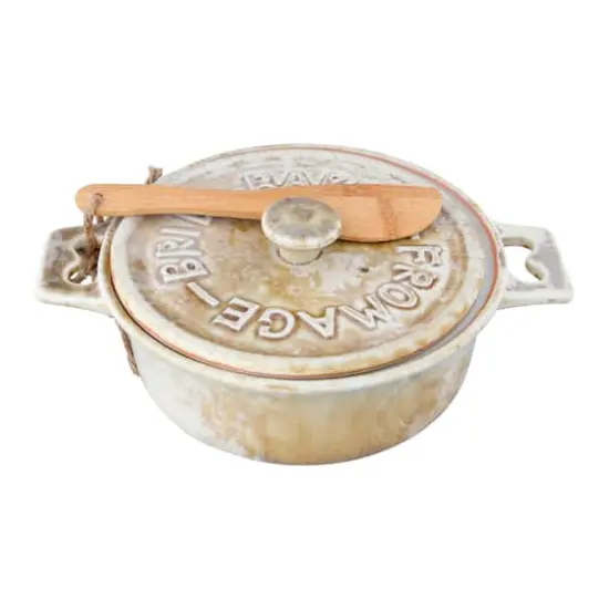 Hello Honey&reg; Stoneware Brie Baker with Lid & Bamboo Spreader Set, 2ct. {7}