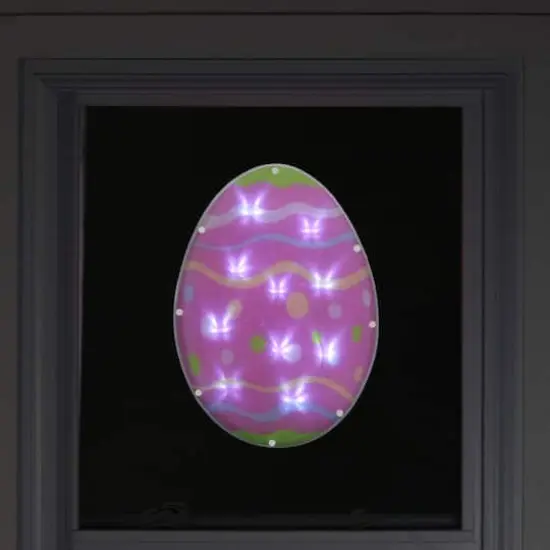 14" Pink & Green LED Lighted Easter Egg Window Silhouette {4}