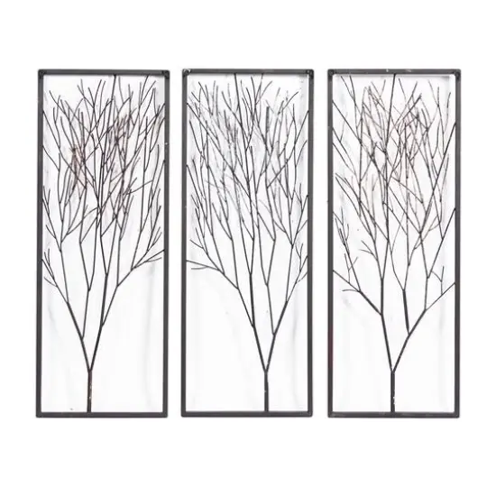 32" Black Metal Modern Floral Wall D&eacute;cor Set {7}
