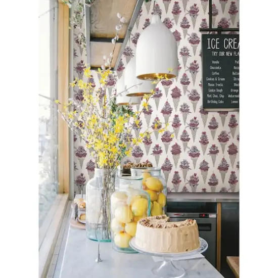 By Dylan M Pink Floral Ice Cream Peel & Stick Wallpaper {3}