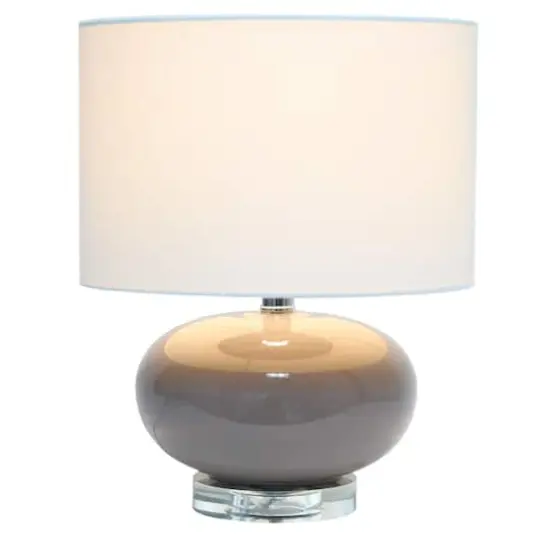 Lalia Home 15.25" Ovaloid Glass Table Lamp with White Shade Gray {5}