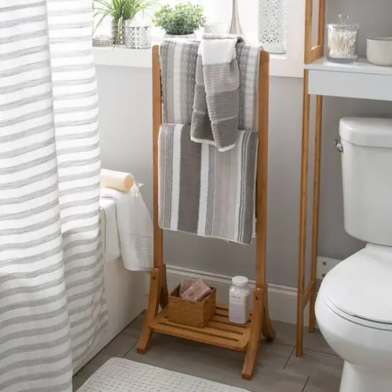 Organize It All Freestanding Bamboo Towel Rack {3}