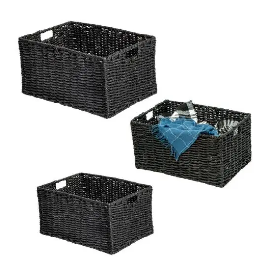 Honey Can Do Black Nesting Rectangle Maize Baskets, 3ct. {1}
