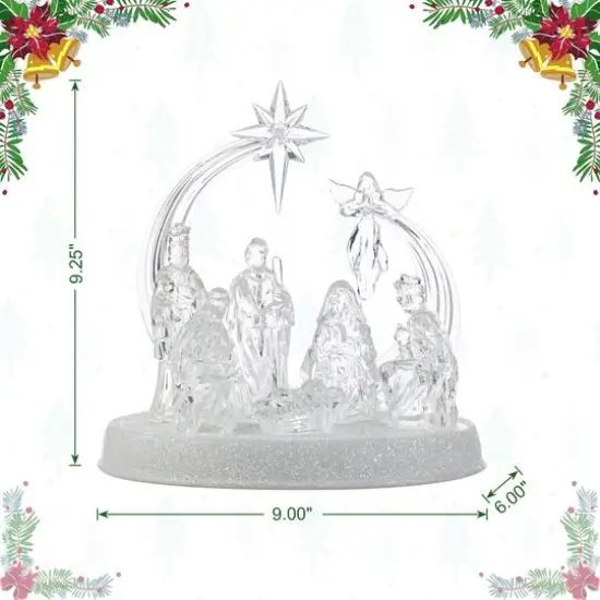Glitzhome&reg; 9" Christmas Lighted Acrylic Tabletop Nativity Scene Figurine {9}