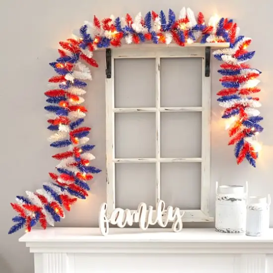 9ft. Warm LED Light Patriotic Garland {5}