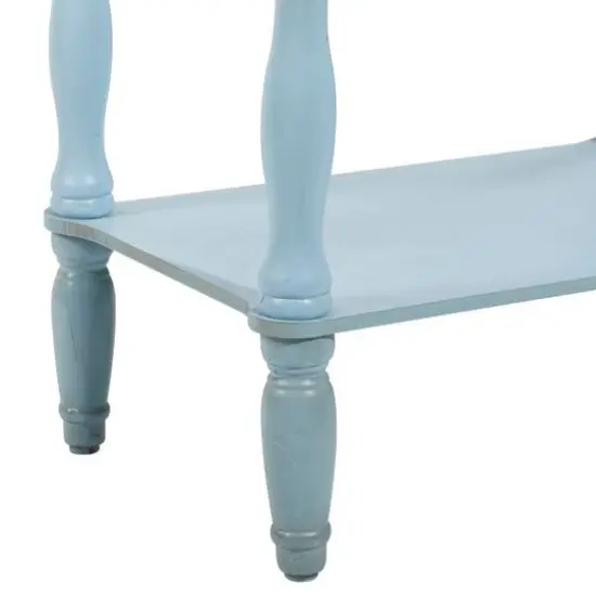 2.5ft. Aquamarine Wood Farmhouse Accent Table {4}