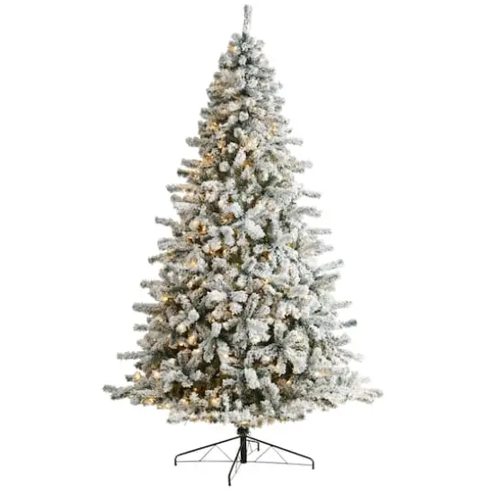 10ft. Pre-Lit Flocked Rock Springs Spruce Artificial Christmas Tree, Clear LED Lights {1}