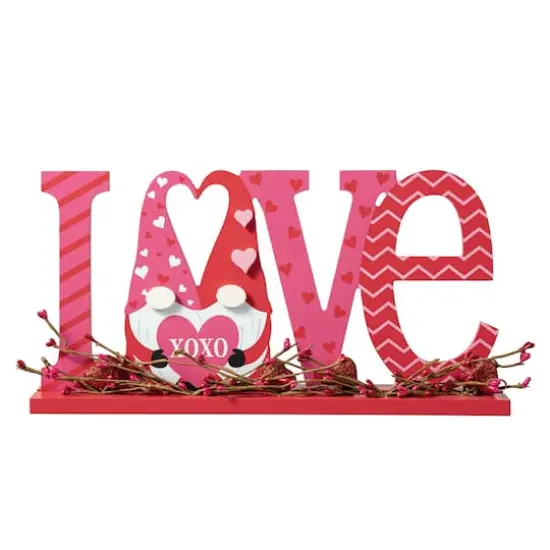 Glitzhome&reg; 14.25" Valentine's LOVE Wooden Gnome Table Decor {1}