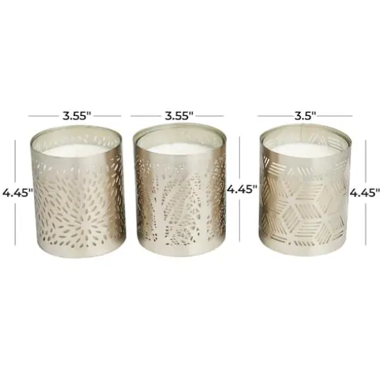 White Wax Vanilla Marshmallow Scented Candle with Geometric Silver Containers, 3ct. {6}