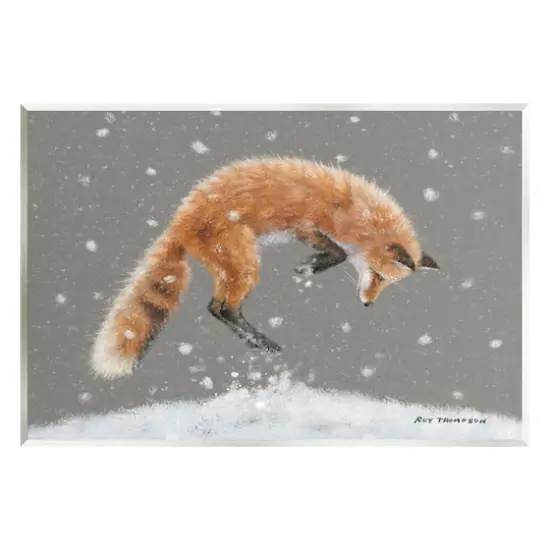 Stupell Industries Jumping Fox Winter Snowfall Wall Plaque Art {1}