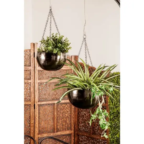 Black Metal Glam Hanging Planter Set {8}