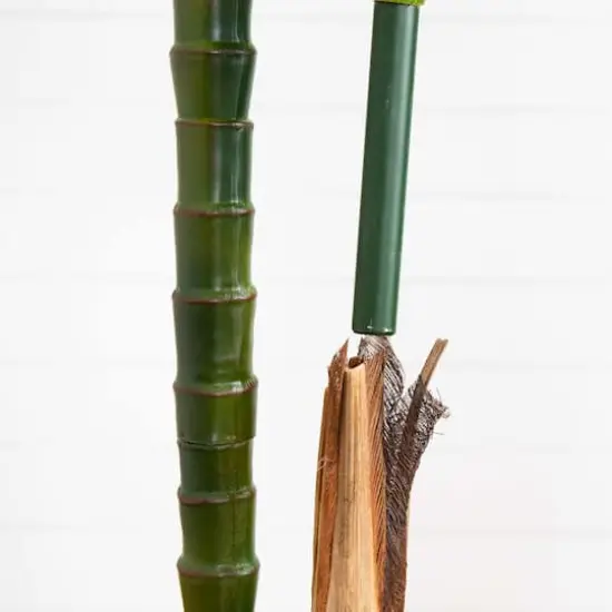 10ft. Potted Green UV Resistant Artificial Double Robellini Palm Tree {5}