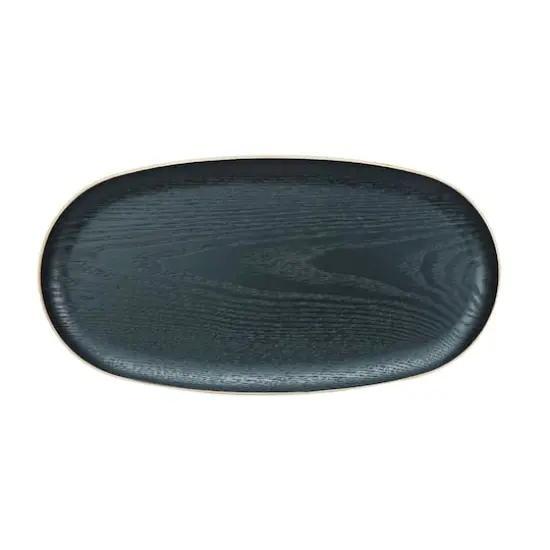 Hello Honey&reg; 13.75" Black Oval Oak Wood Serving Tray {3}
