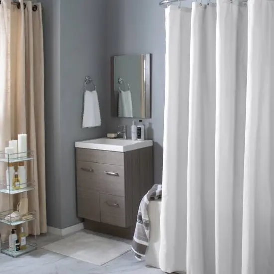 Bath Bliss White Microfiber Soft Touch Seersucker Design Shower Curtain Liner {3}