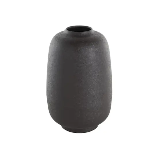 12" Black Textured Rounded Metal Vase {4}