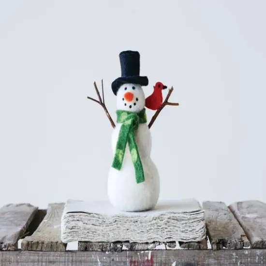 Hello Honey&reg; 7.5" Felt Snowman & Cardinal Figurine {3}