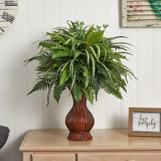 2ft. Mixed Greens & Fern in Decorative Planter {3}