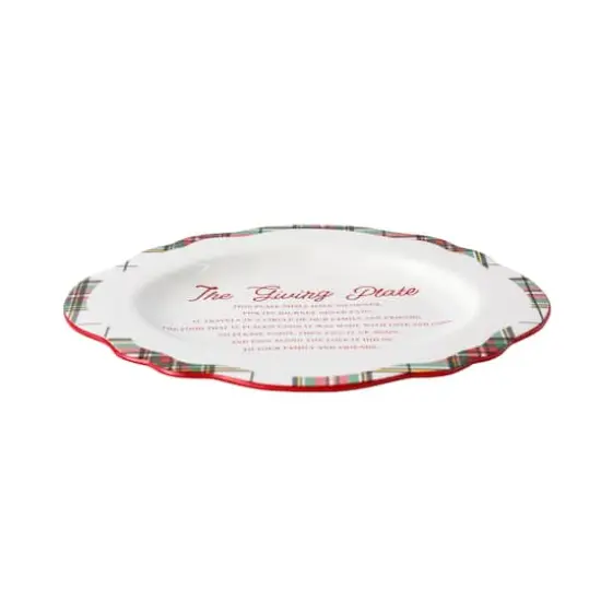 14.25" Green & Red Plaid Ceramic Giving Plate by Ashland&reg; {3}