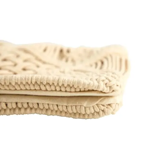 18" Bohemian Cross Woven Macram&eacute; Pillow Cover {5}