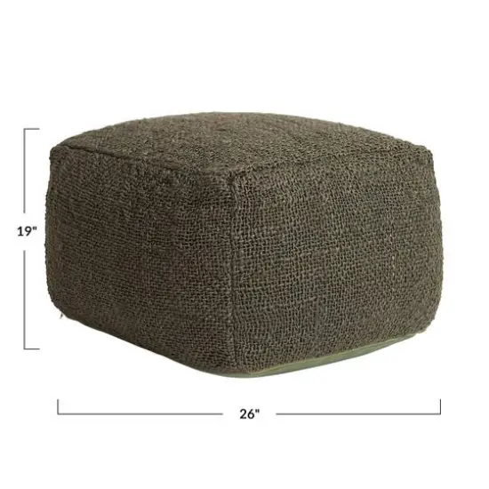 Hello Honey&reg; 26" Olive Green Handwoven Jute & Cotton Pouf Ottoman {7}