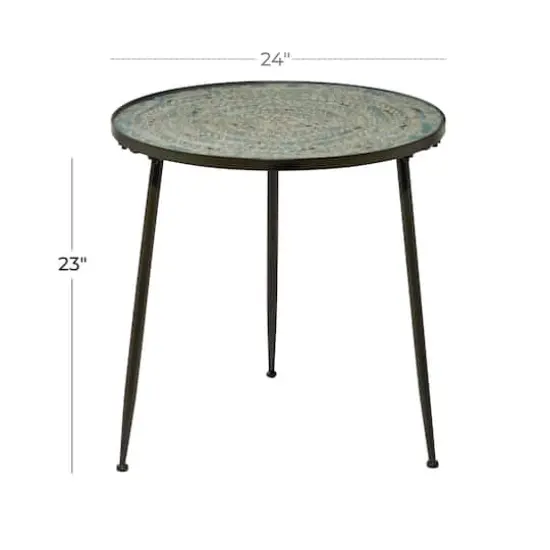 24" Black Vintage Metal Accent Table {6}