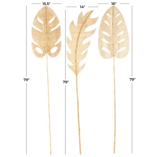 79" Light Brown Bamboo Wood Woven Palm Leaf Set {7}