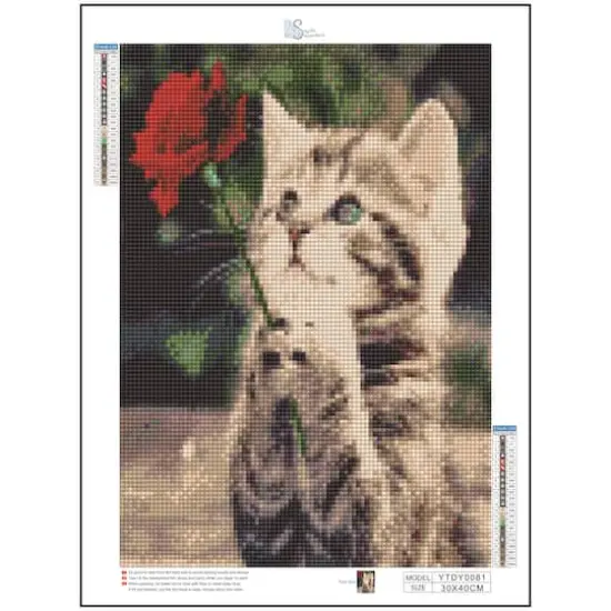 Sparkly Selections Beginner Kitten with a Rose Diamond Painting Kit, Round Diamonds {3}