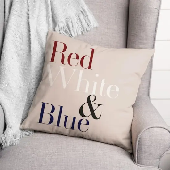 Red, White & Blue Type Throw Pillow {3}