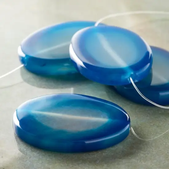 Fire Blue Agate Oval Beads, 40mm by Bead Landing&trade; {3}