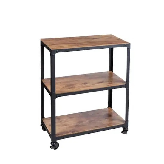 Mind Reader 30" Brown & Black 3-Tier Rolling Bar Cart {8}