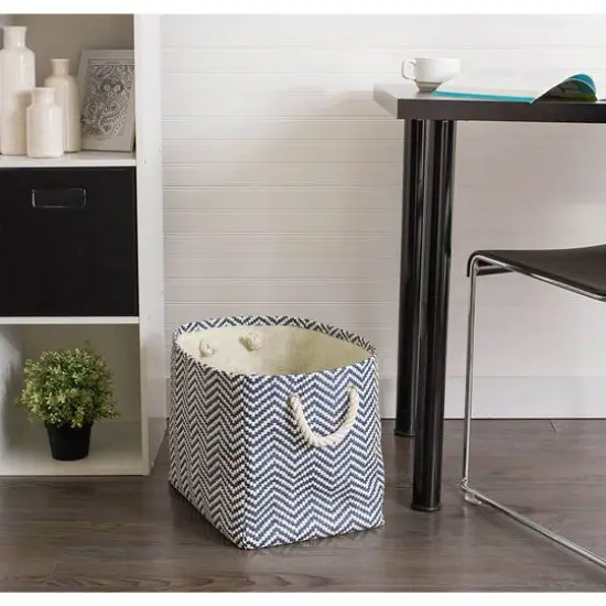 DII&reg; Small Nautical Blue Chevron Rectangular Paper Bin {5}