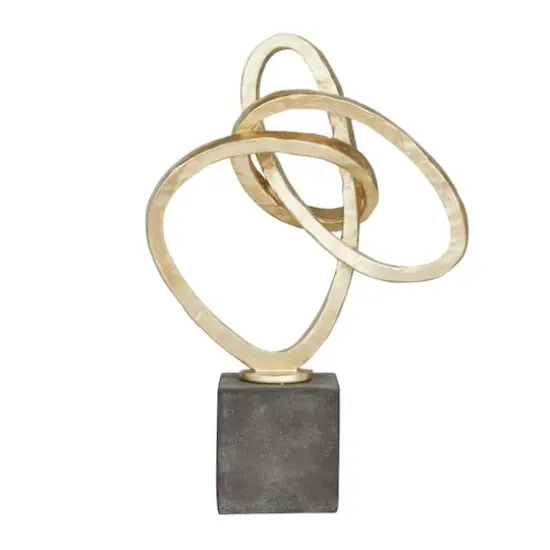 17" Gold Link Abstract Sculpture with Black Base {5}
