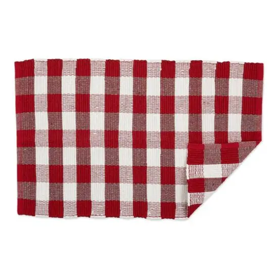 DII&reg; Buffalo Check Rag Rug, 26" x 40" Red and White {5}