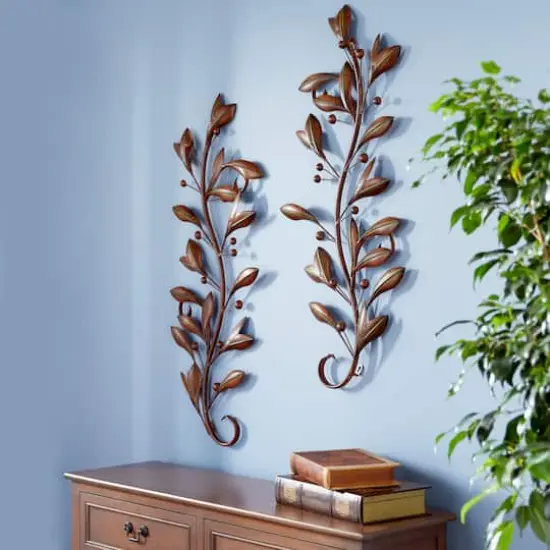 Brown Metal Traditional Floral Wall Accent, 2ct. {5}